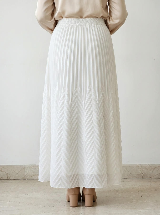 Pleated Maxi Skirt White