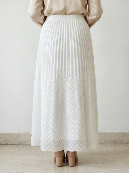 Pleated Maxi Skirt White
