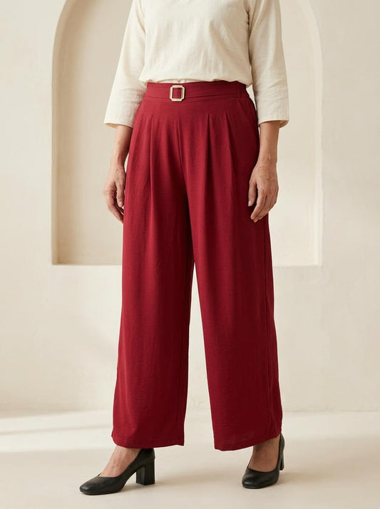 Wide-Leg Trouser Maroon