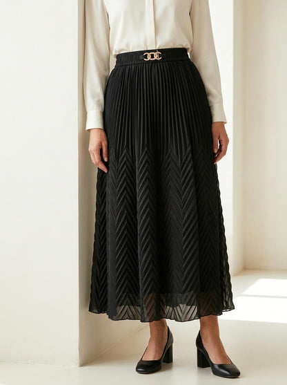 Pleated Maxi Skirt Black
