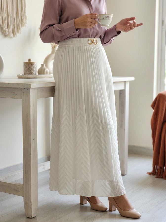 Pleated Maxi Skirt White