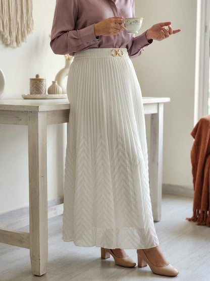 Pleated Maxi Skirt White