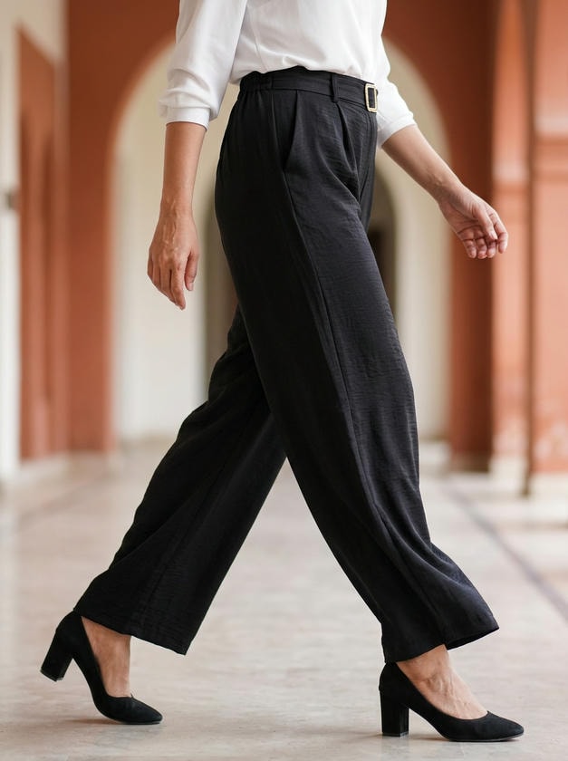 Wide-Leg Trouser Black