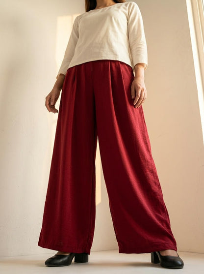 Wide-Leg Trouser Maroon