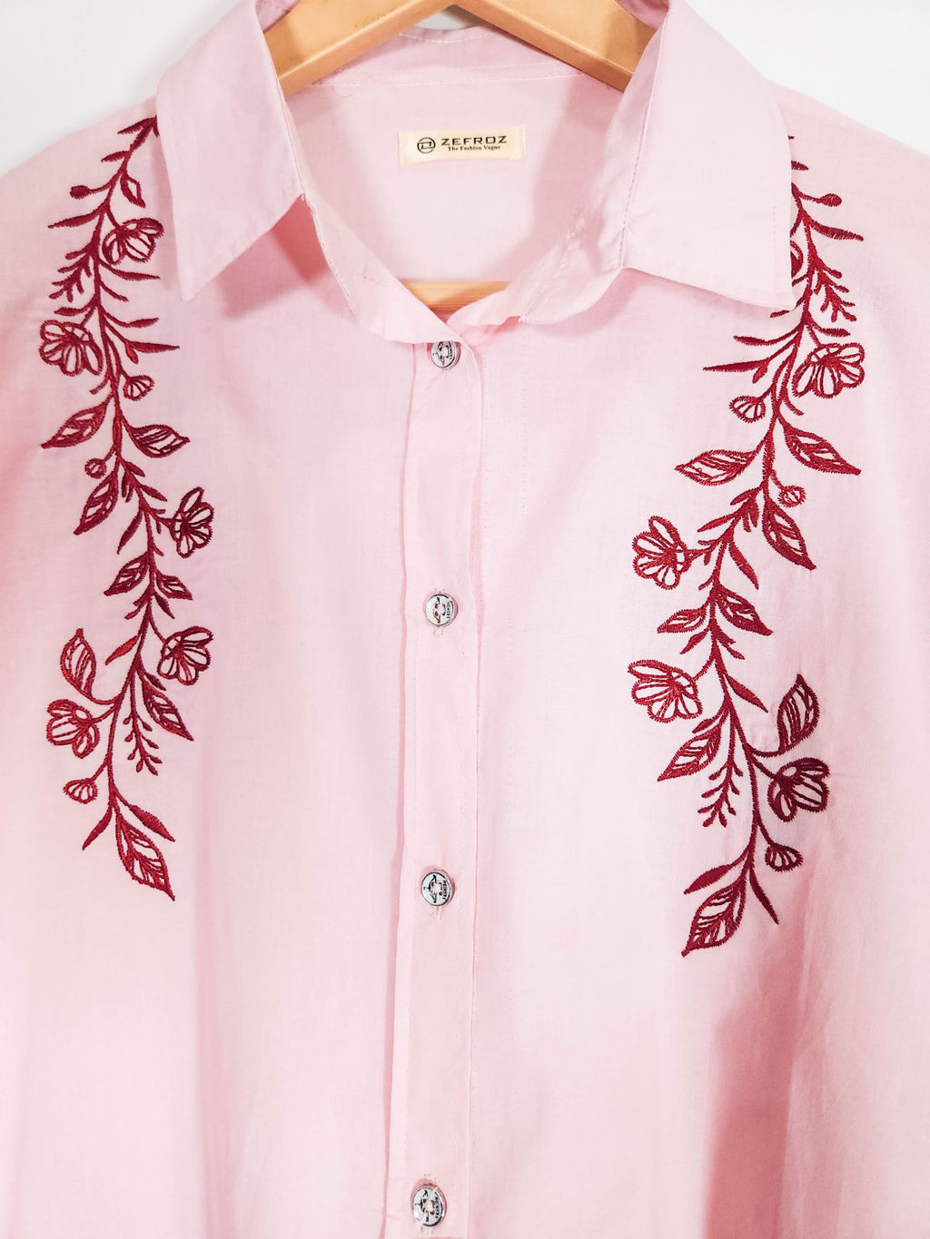 Co-Ord Set Collar Front Open-Pastel Peach