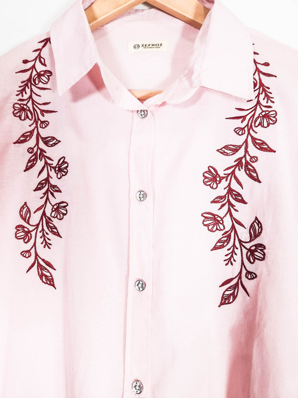 Co-Ord Set Collar Front Open-Baby Pink