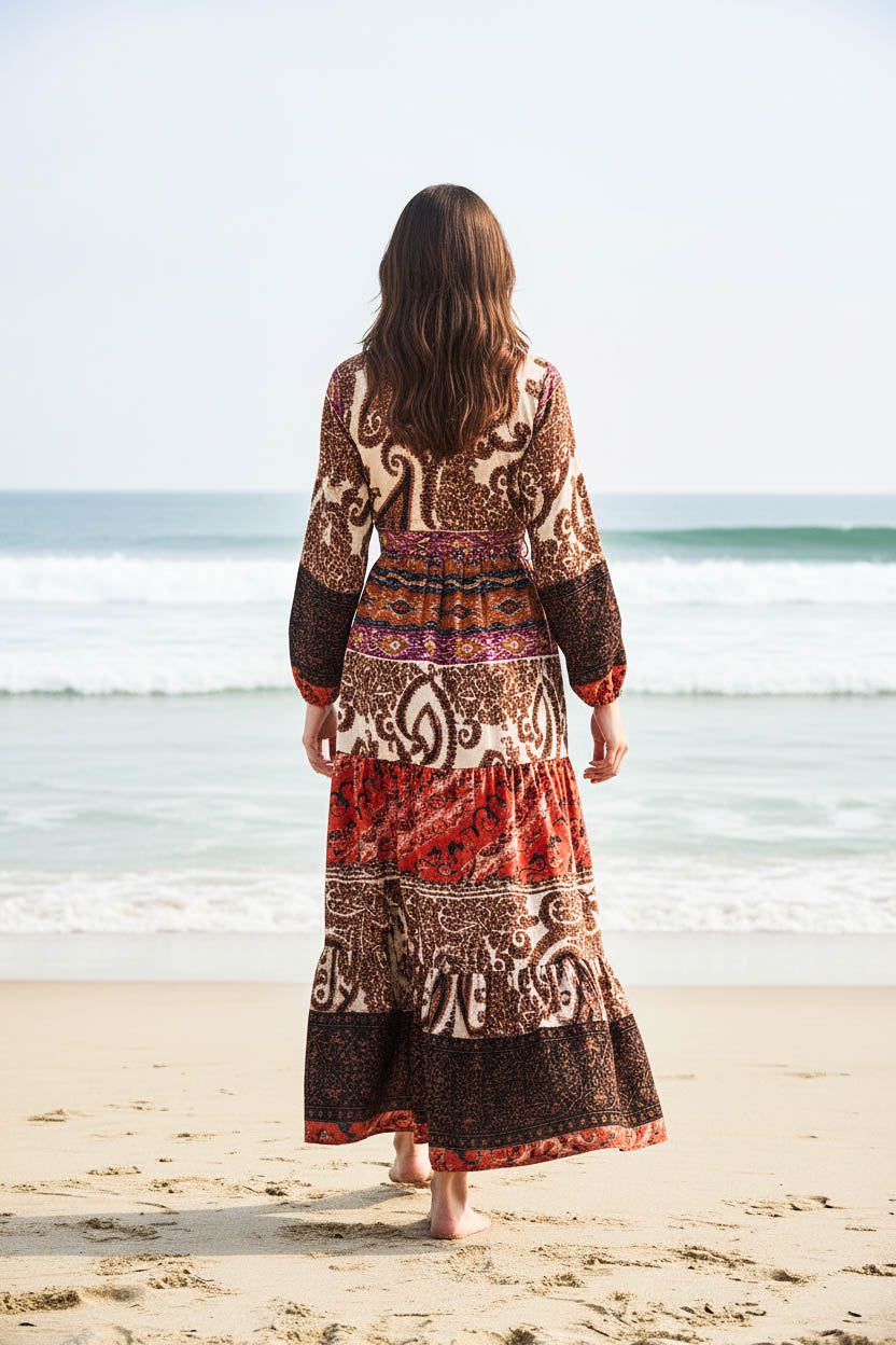 Maxi Regular Midi Dress-Desert Paisley