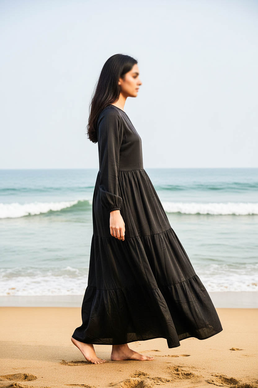 Maxi Regular Midi Dress-Jet Black