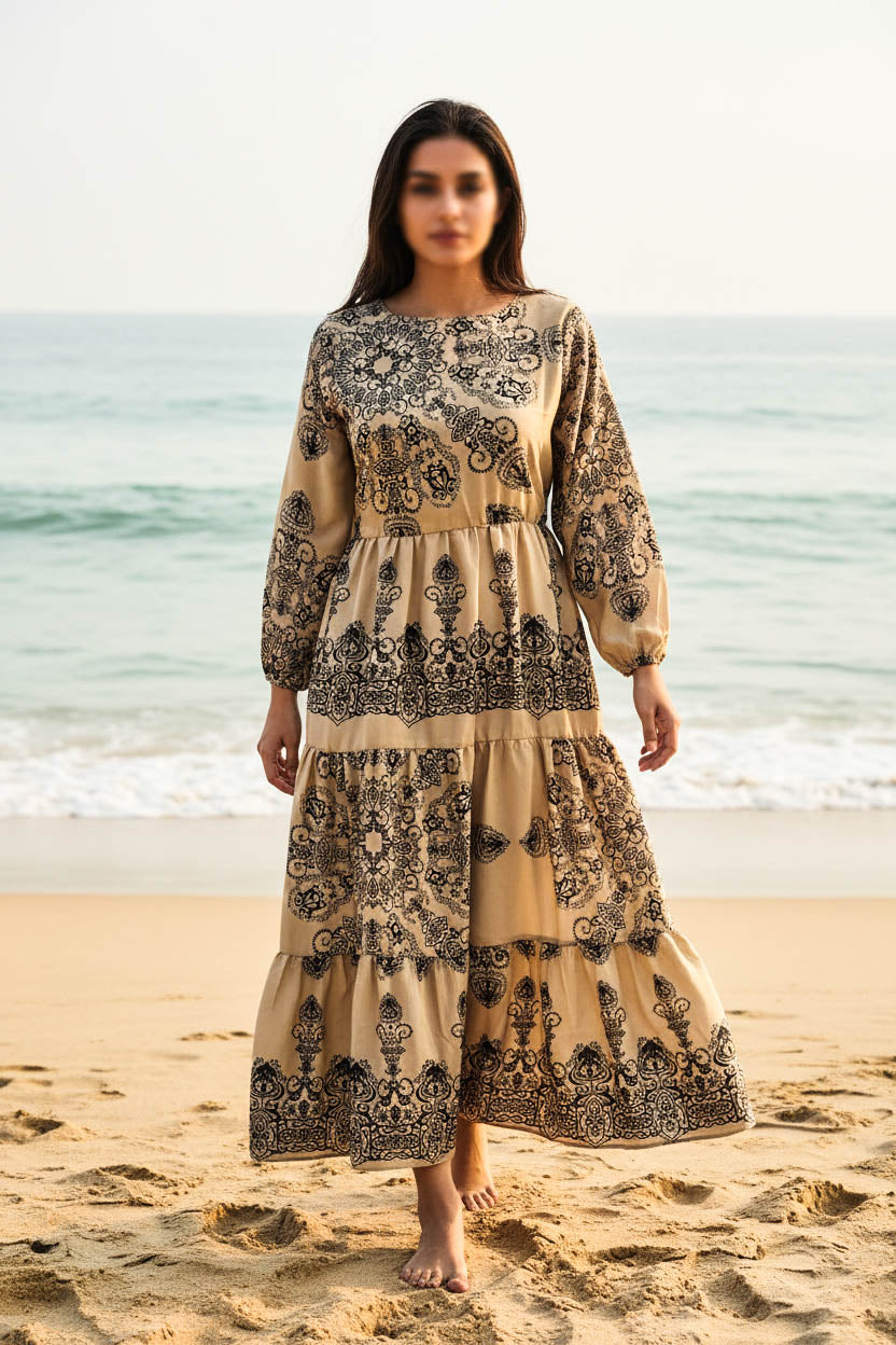 Maxi Regular Midi Dress-Nomad Sand