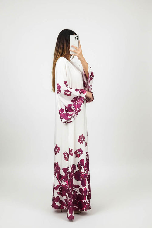 Bold Blossom Silk Maxi-Magenta Hibiscus