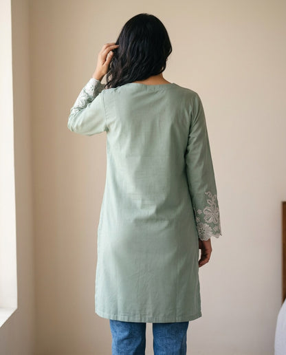 Lace Tunic Top Sage