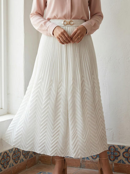 Pleated Maxi Skirt White