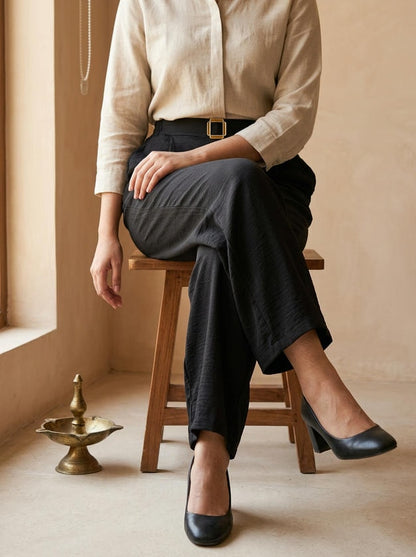 Wide-Leg Trouser Black