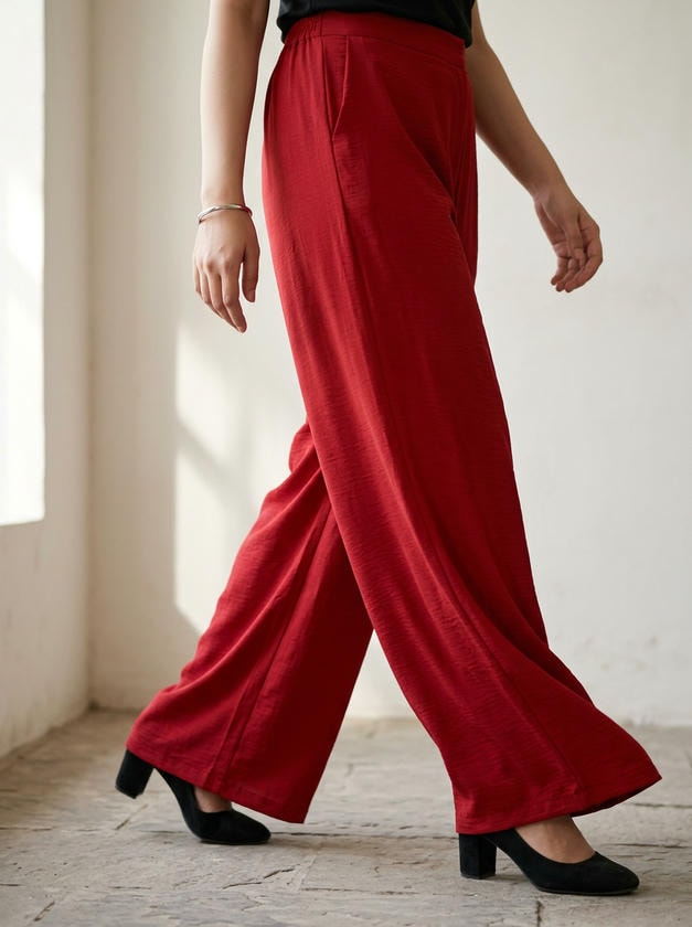 Wide-Leg Trouser Maroon