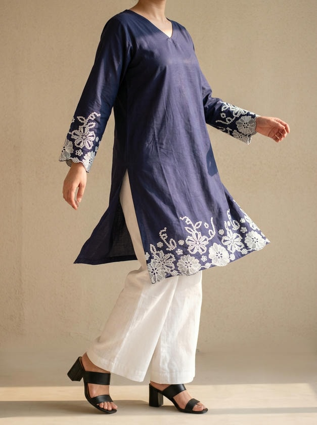 Lace Tunic Top Navy