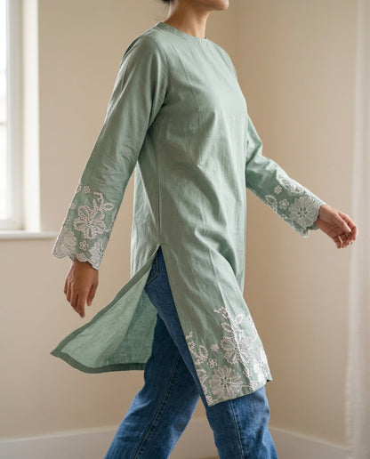 Lace Tunic Top Sage