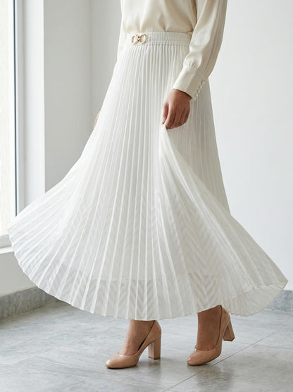 Pleated Maxi Skirt White