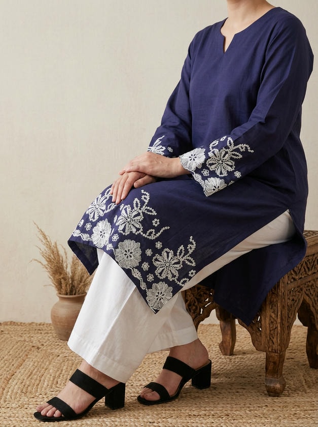 Lace Tunic Top Navy