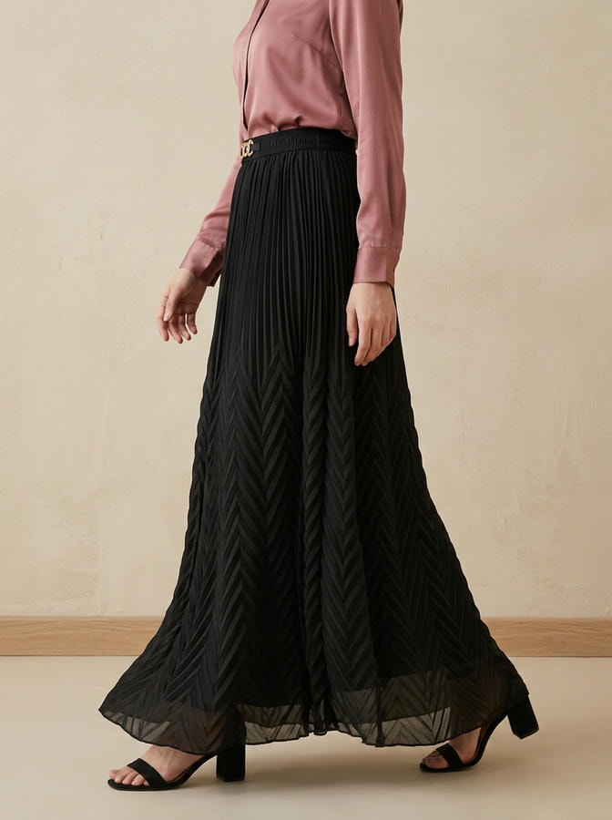 Pleated Maxi Skirt Black