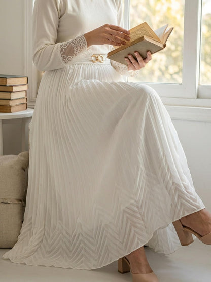 Pleated Maxi Skirt White
