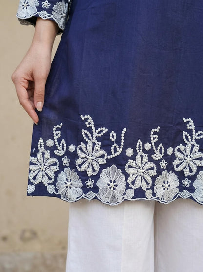 Lace Tunic Top Navy
