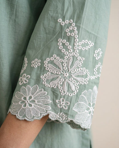 Lace Tunic Top Sage