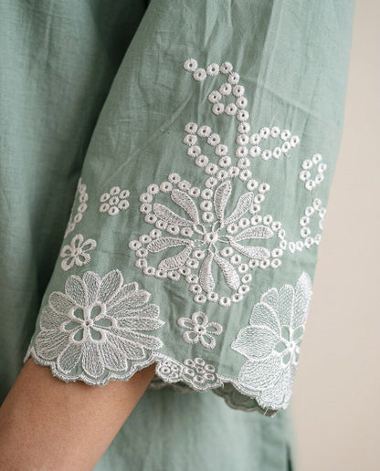 Lace Tunic Top in Sage