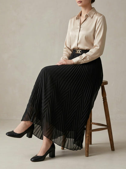 Pleated Maxi Skirt Black