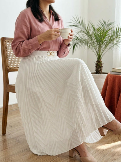 Pleated Maxi Skirt White
