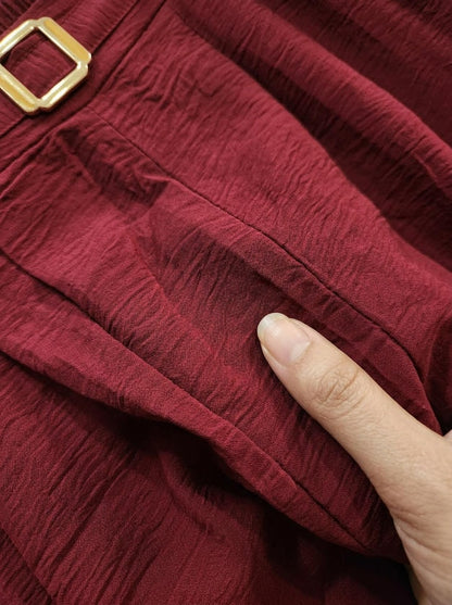 Wide-Leg Trouser Maroon