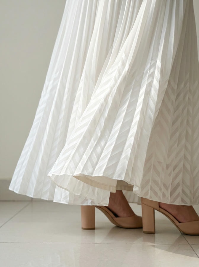 Pleated Maxi Skirt White