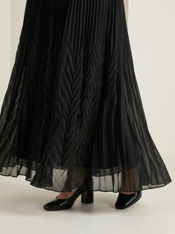 Pleated Maxi Skirt Black