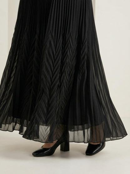 Pleated Maxi Skirt Black