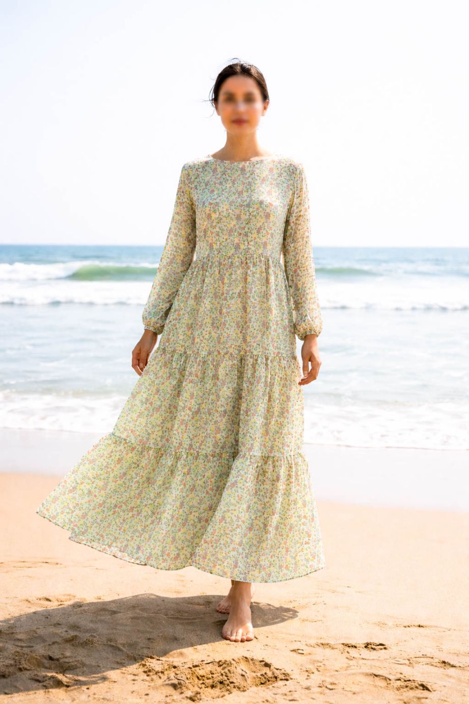 Maxi Regular Midi Dress-Pastel Botanical