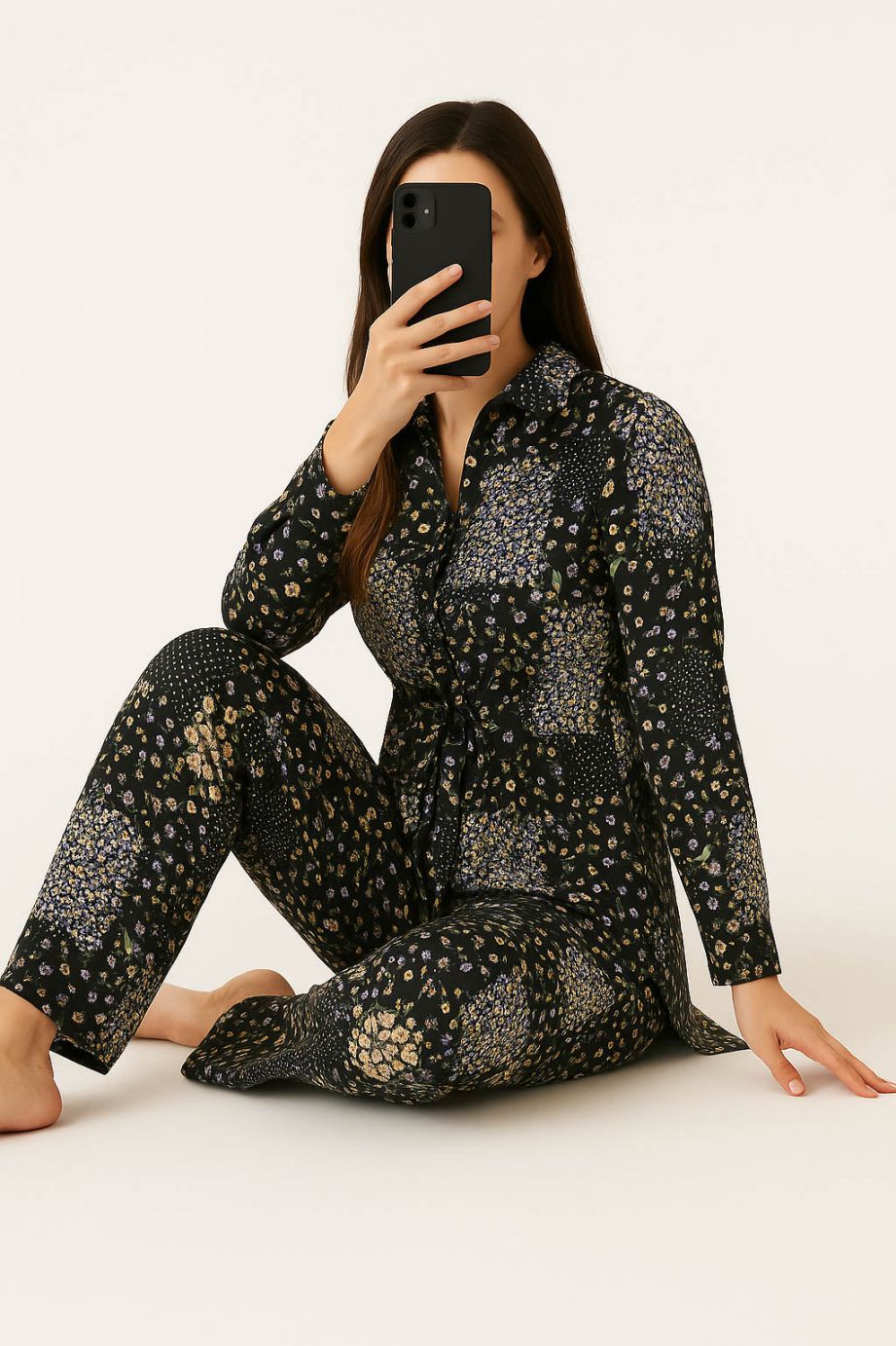 Co-Ord Set Collar Neck-Blumen Print