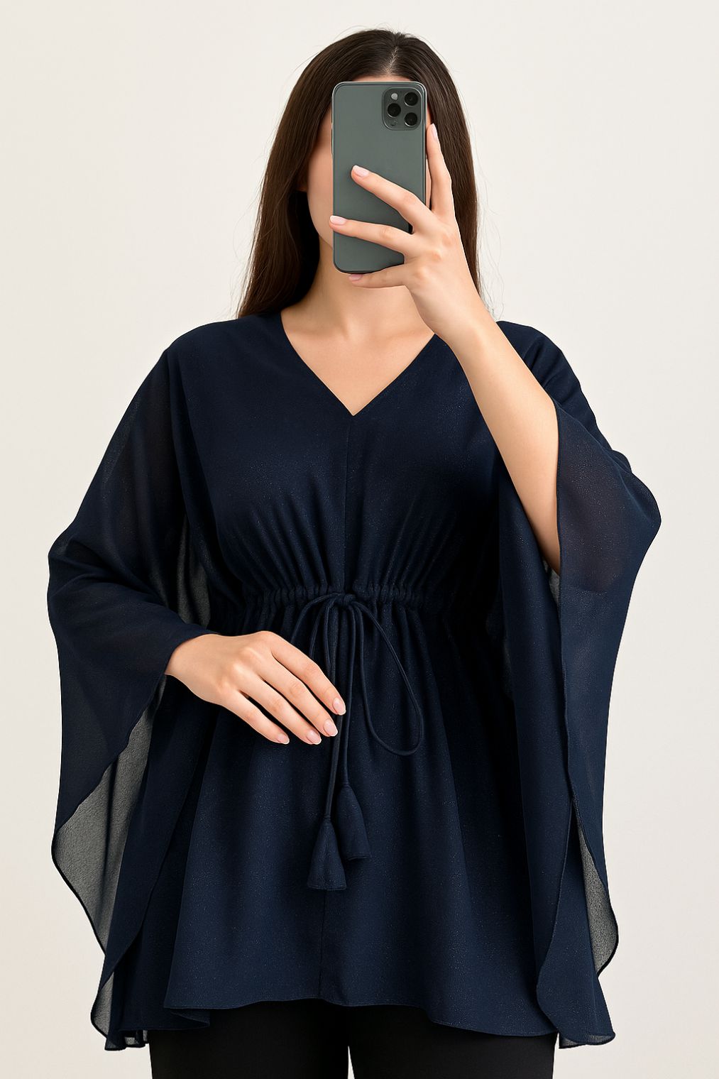 Kaftan Top-Navy Blue