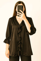 Ruffled Frilled Top-Mocha Trunk