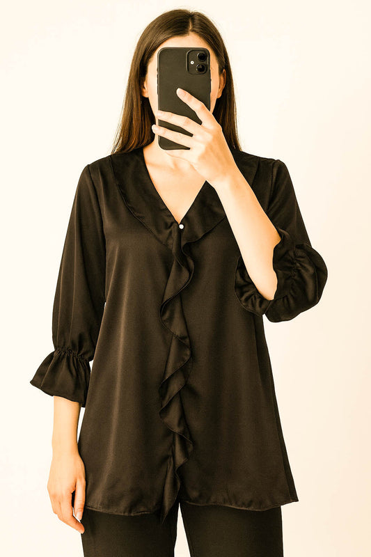 Ruffled Frilled Top-Mocha Trunk