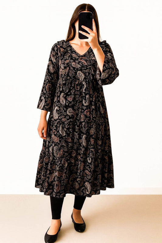 Maxi Frill-Paisley Print