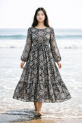Maxi Regular Midi Dress-Classic Damask Bloom
