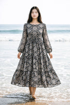 Maxi Regular Midi Dress-Classic Damask Bloom