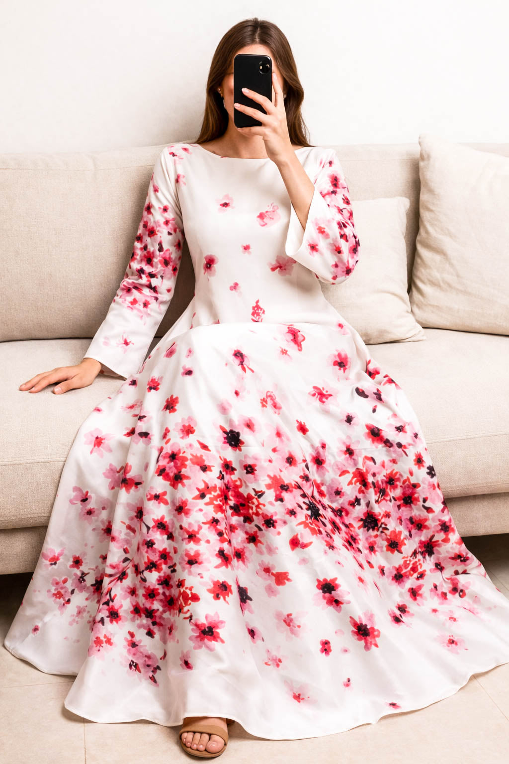 Bold Blossom Silk Maxi-Blush Floral