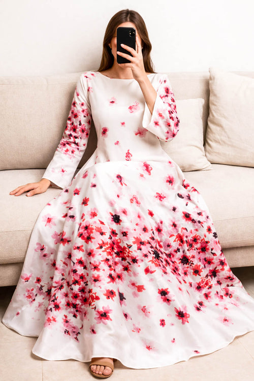 Bold Blossom Silk Maxi-Blush Floral