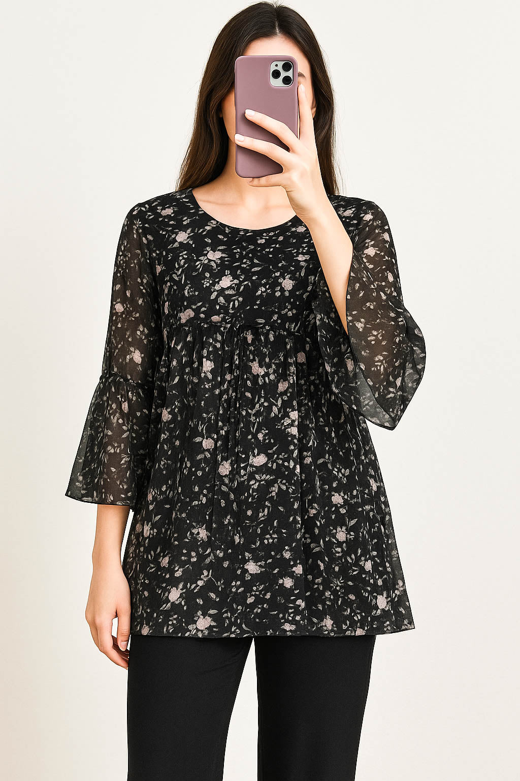 Co-Ord Set Matching Trouser Black Floral