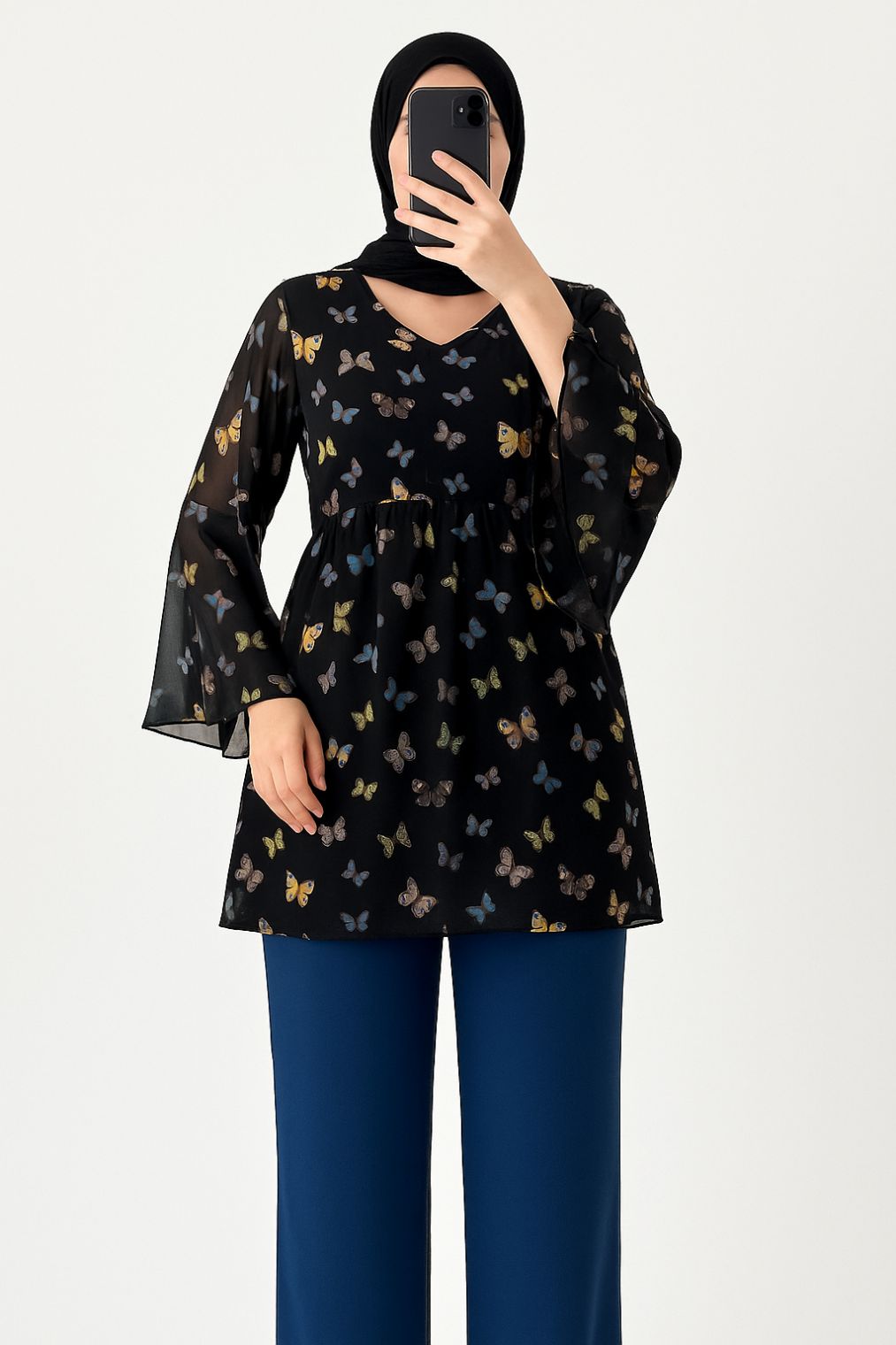 Co-Ord Set Bell Sleeves Floral Butterfly Print