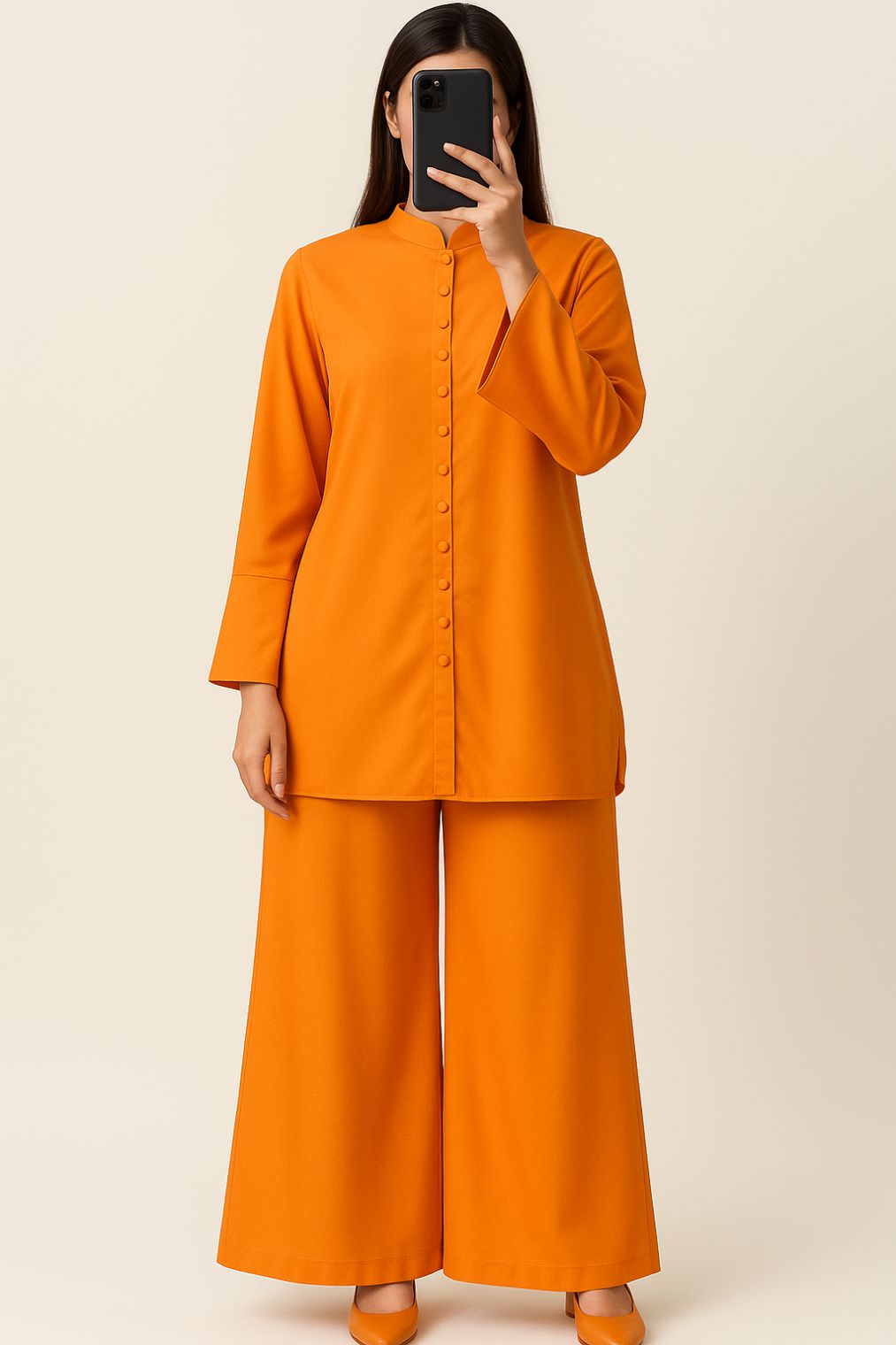 Fabric button co-ord set Sunset Blaze