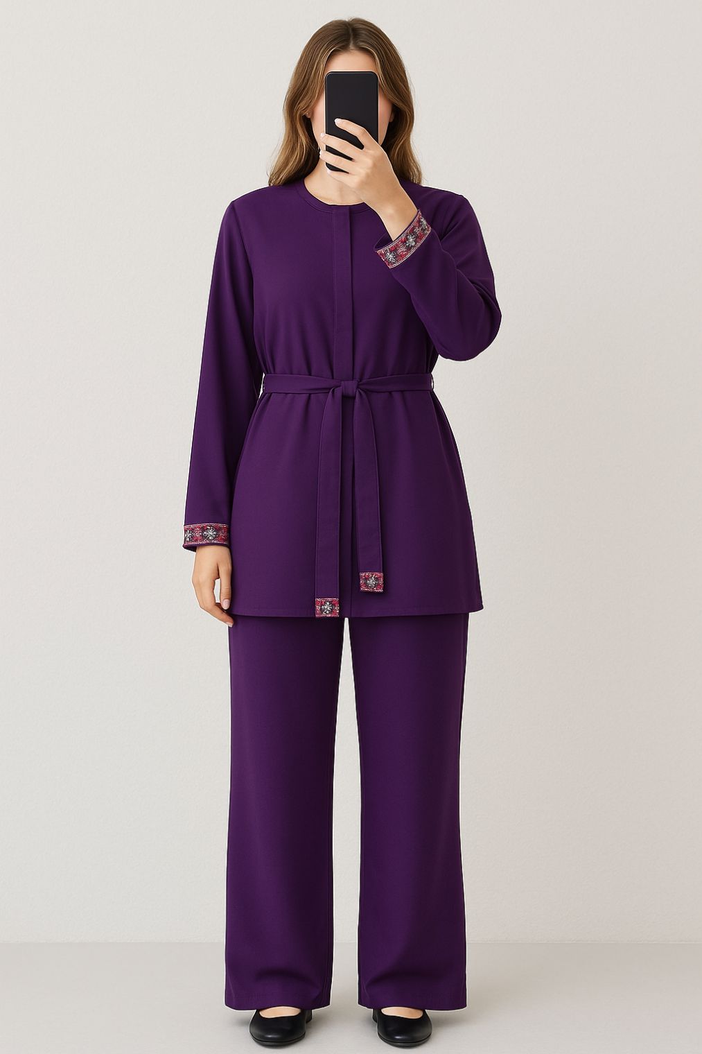 Co-Ord Set Embroidered Deep Purple