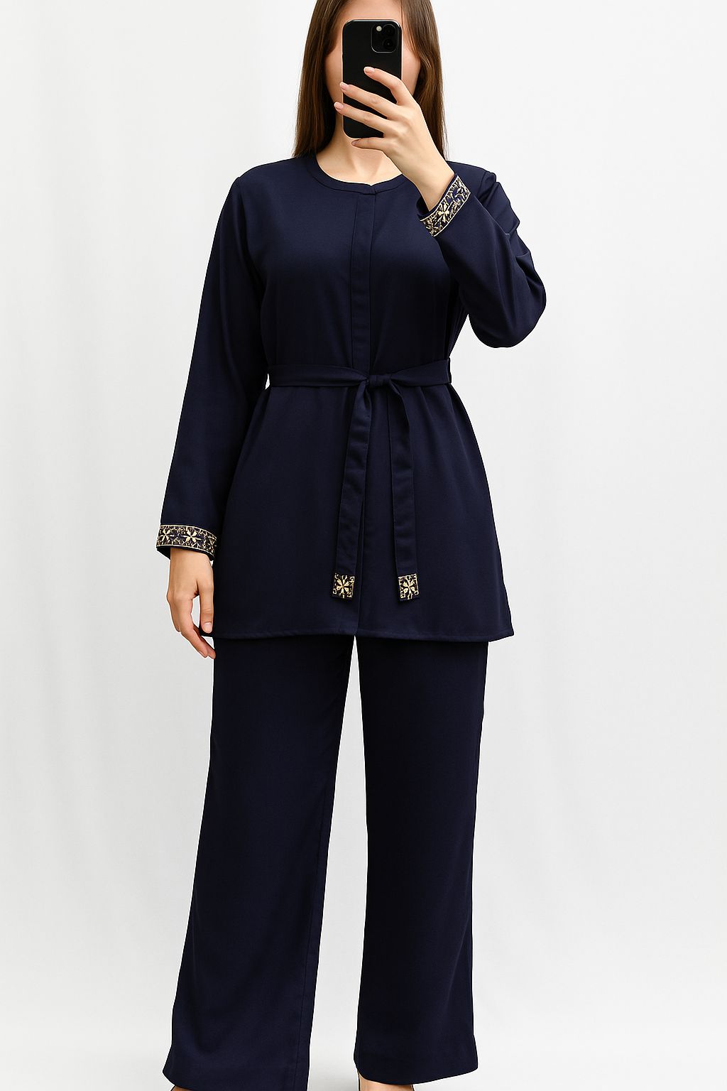 Co-Ord Set Embroidered Navy Blue