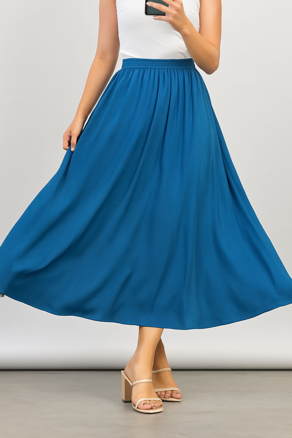 Silk Skirt-Arctic Sky