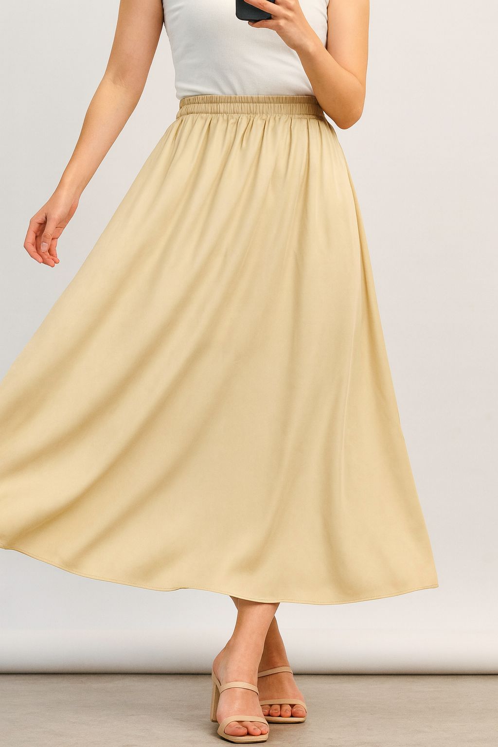 Silk Skirt-Warm Ivory
